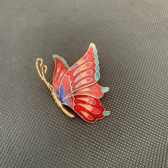 Cloisonné Enamel Butterfly Brooch - Picture 14 of 14